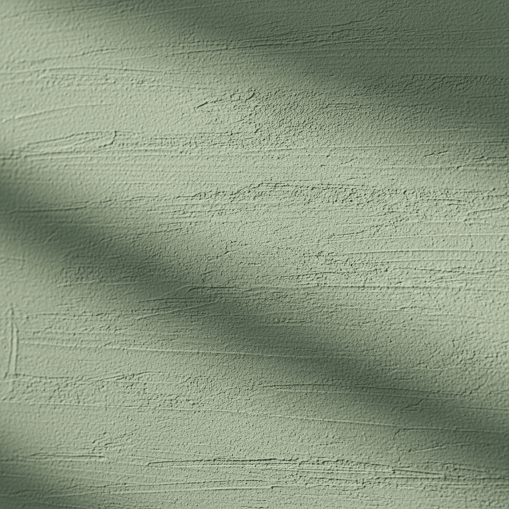 Close-up texture of a sage green nursery wall in soft light.