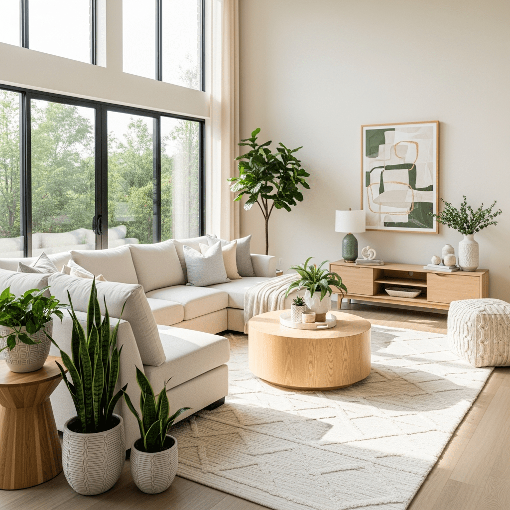 Modern living room and lounge area with cozy seating, ambient lighting, and stylish decorative accents.